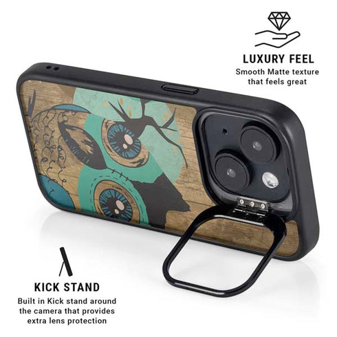 Autumn Owl iPhone 15 Plus Kickstand Case