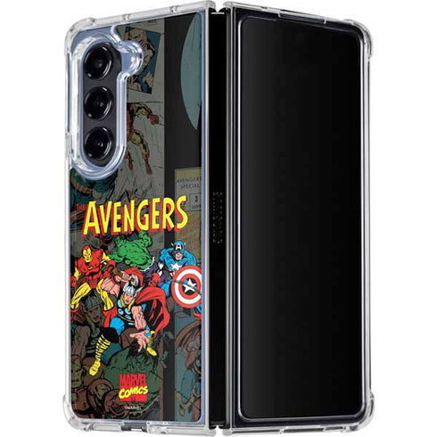 Marvel Classic Comics Avengers Assemble Galaxy Z Fold5 5G Clear Case