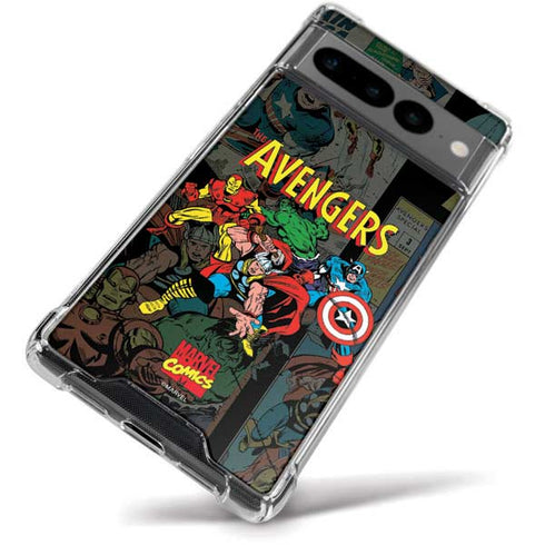 Marvel Classic Comics Avengers Assemble Google Pixel 7 Pro Clear Case