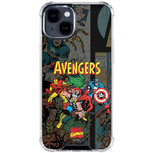 Marvel Classic Comics Avengers Assemble iPhone 15 Plus Clear Case