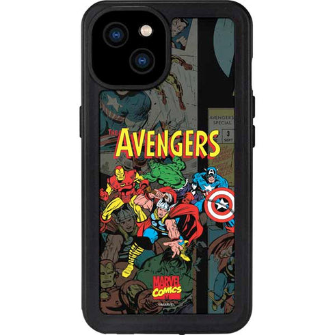 Marvel Classic Comics Avengers Assemble iPhone 15 Plus Waterproof Case
