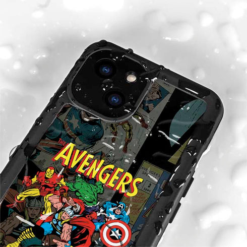 Marvel Classic Comics Avengers Assemble iPhone 15 Plus Waterproof Case