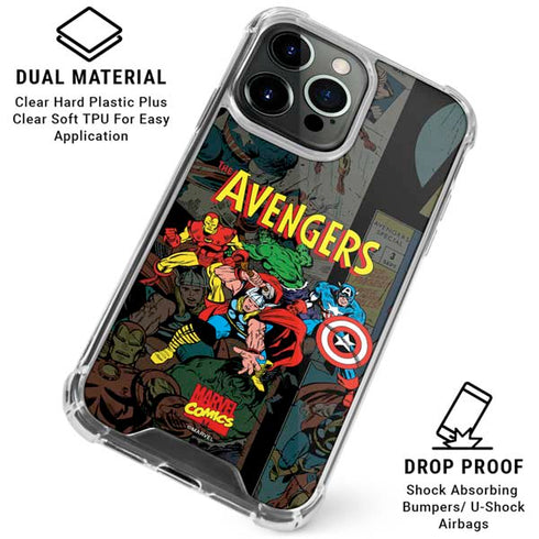 Marvel Classic Comics Avengers Assemble iPhone 15 Pro Clear Case