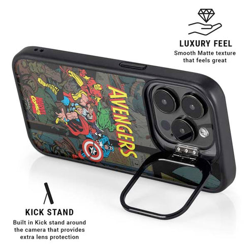 Marvel Classic Comics Avengers Assemble iPhone 15 Pro Max Kickstand Case