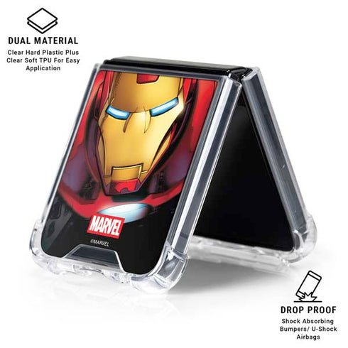Marvel Avengers Assemble Iron Man Galaxy Z Flip7 Clear Case