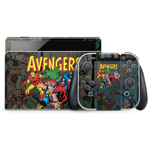 Marvel Classic Comics Avengers Assemble Nintendo Switch OLED (2021) Skin