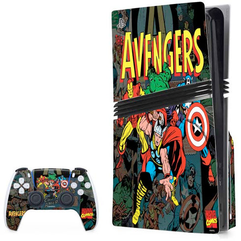 Marvel Classic Comics Avengers Assemble PS5 Pro Disk Bundle Skin