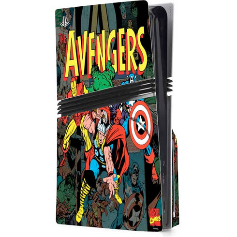 Marvel Classic Comics Avengers Assemble PS5 Pro Disk Console Skin