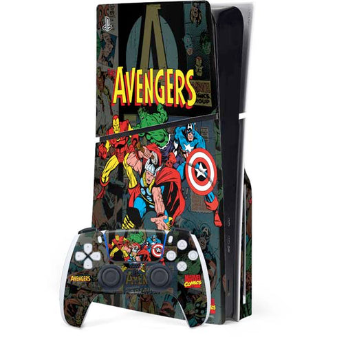 Marvel Classic Comics Avengers Assemble PS5 Slim Disk Bundle Skin