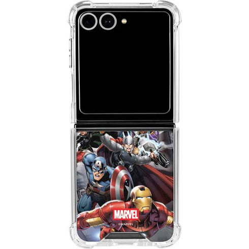 Marvel Avengers Attack Galaxy Z Flip7 Clear Case