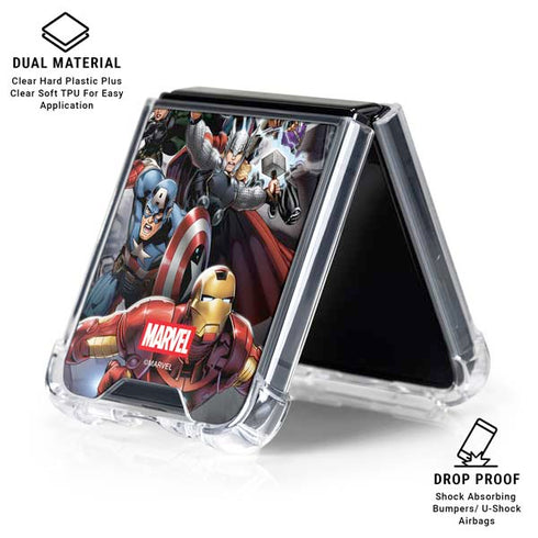 Marvel Avengers Attack Galaxy Z Flip7 Clear Case
