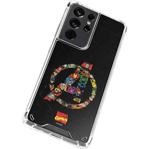 Marvel Classic Comics Avengers Logo Galaxy S21 Ultra 5G Clear Case