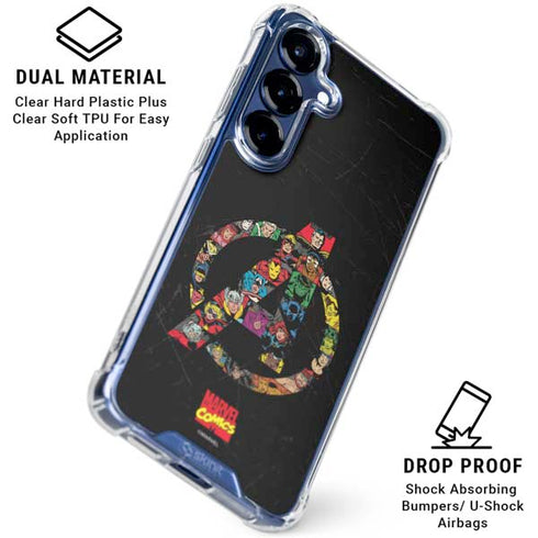 Marvel Classic Comics Avengers Logo Galaxy S25 Clear Case