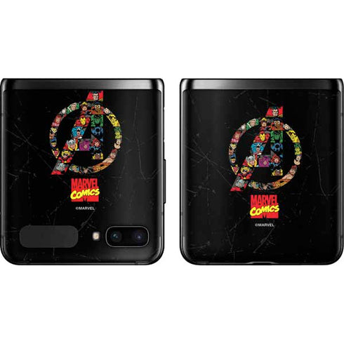 Marvel Classic Comics Avengers Logo Galaxy Z Flip Skin