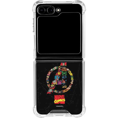 Marvel Classic Comics Avengers Logo Galaxy Z Flip5 5G Clear Case
