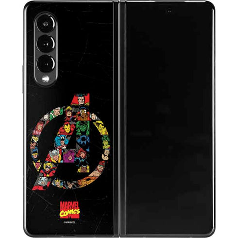 Marvel Classic Comics Avengers Logo Galaxy Z Fold3 5G Skin