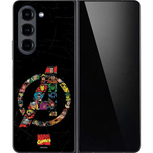 Marvel Classic Comics Avengers Logo Galaxy Z Fold5 5G Skin