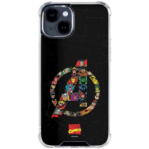 Marvel Classic Comics Avengers Logo iPhone 14 Plus Clear Case