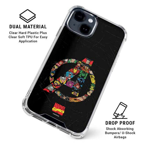 Marvel Classic Comics Avengers Logo iPhone 14 Plus Clear Case