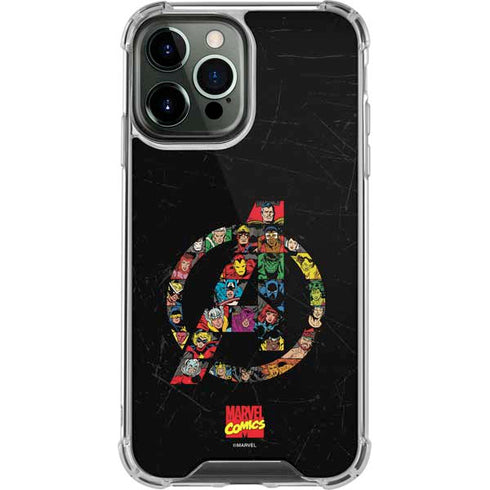 Marvel Classic Comics Avengers Logo iPhone 14 Pro Max Clear Case