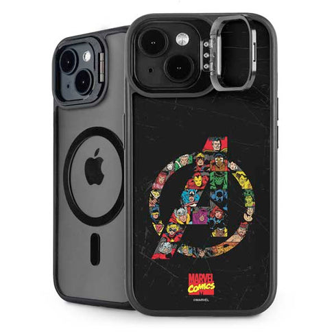 Marvel Classic Comics Avengers Logo iPhone 15 Kickstand Case