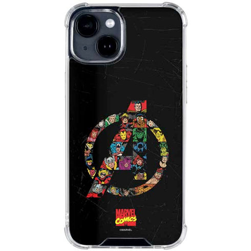 Marvel Classic Comics Avengers Logo iPhone 15 Plus Clear Case