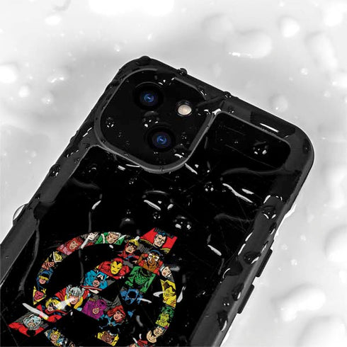 Marvel Classic Comics Avengers Logo iPhone 15 Plus Waterproof Case