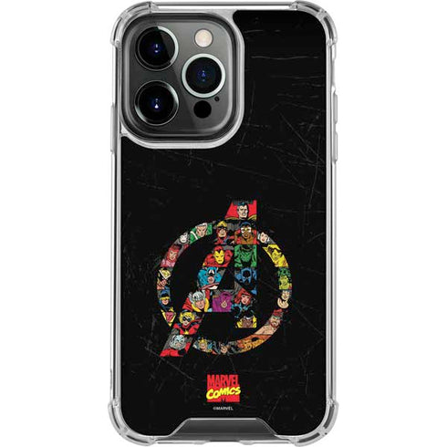 Marvel Classic Comics Avengers Logo iPhone 15 Pro Clear Case