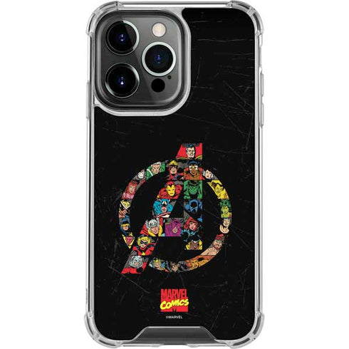 Marvel Classic Comics Avengers Logo iPhone 15 Pro Max Clear Case