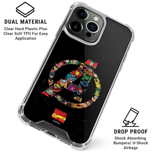 Marvel Classic Comics Avengers Logo iPhone 15 Pro Max Clear Case