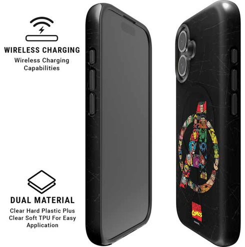 Marvel Classic Comics Avengers Logo iPhone 16 Magsafe Impact Case