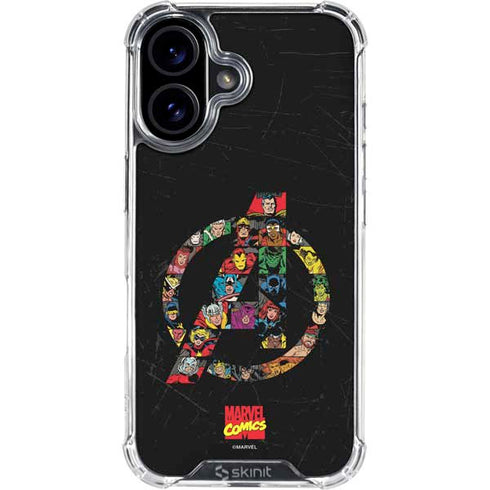 Marvel Classic Comics Avengers Logo iPhone 16 Plus Clear Case