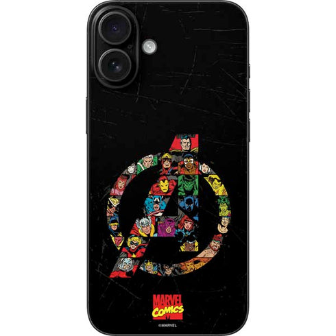Marvel Classic Comics Avengers Logo iPhone 16 Plus Skin