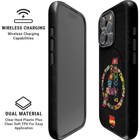 Marvel Classic Comics Avengers Logo iPhone 16 Pro Magsafe Impact Case