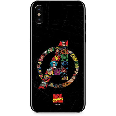 Marvel Classic Comics Avengers Logo iPhone X Skin