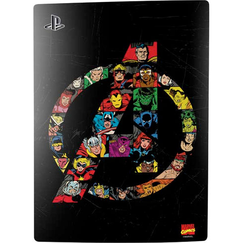 Marvel Classic Comics Avengers Logo PS5 Digital Edition Console Skin