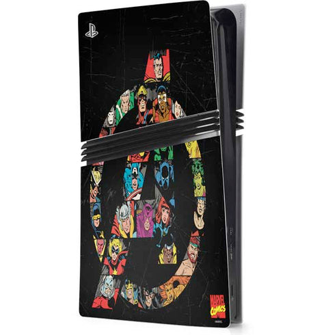 Marvel Classic Comics Avengers Logo PS5 Pro Console Skin