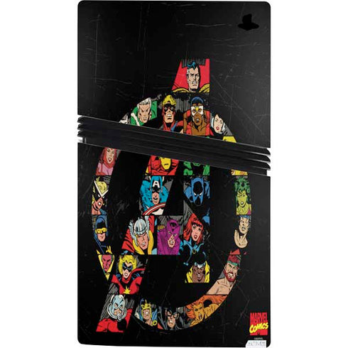 Marvel Classic Comics Avengers Logo PS5 Pro Console Skin