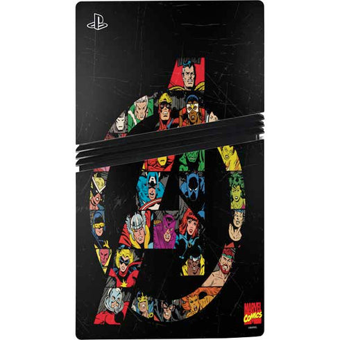 Marvel Classic Comics Avengers Logo PS5 Pro Disk Bundle Skin