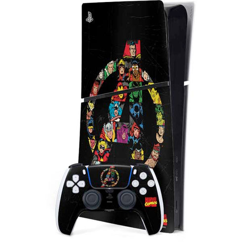 Marvel Classic Comics Avengers Logo PS5 Slim Digital Edition Bundle Skin