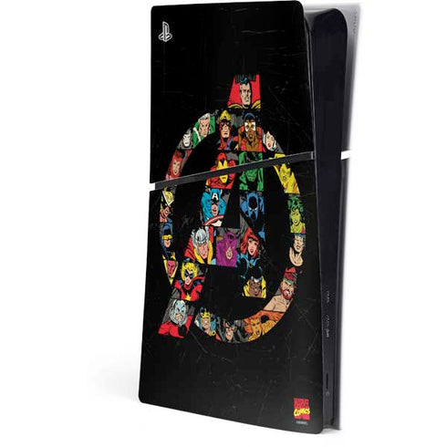 Marvel Classic Comics Avengers Logo PS5 Slim Digital Edition Console Skin
