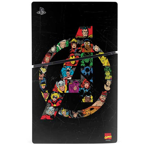 Marvel Classic Comics Avengers Logo PS5 Slim Digital Edition Console Skin