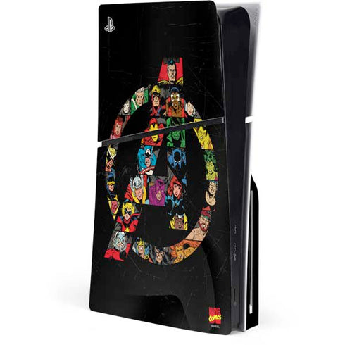 Marvel Classic Comics Avengers Logo PS5 Slim Disk Console Skin