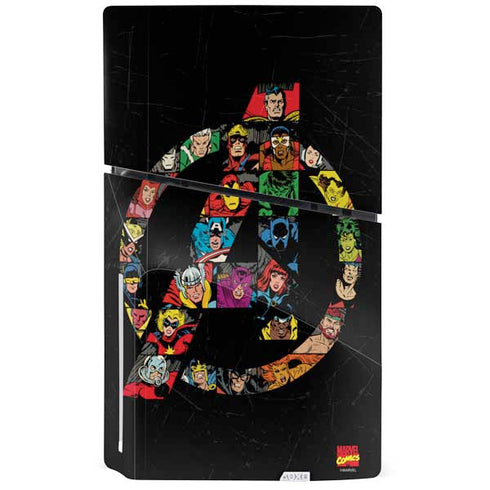 Marvel Classic Comics Avengers Logo PS5 Slim Disk Console Skin