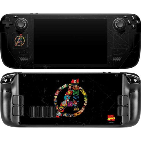 Marvel Classic Comics Avengers Logo Steam Deck Handheld Gaming Computer OLED Skin
