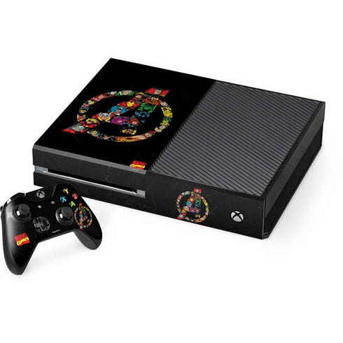 Marvel Classic Comics Avengers Logo Xbox One Console and Controller Bundle Skin