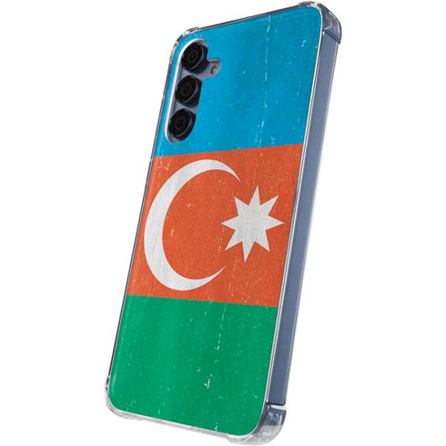 Azerbaijan Flag Distressed Galaxy A55 5G Clear Case