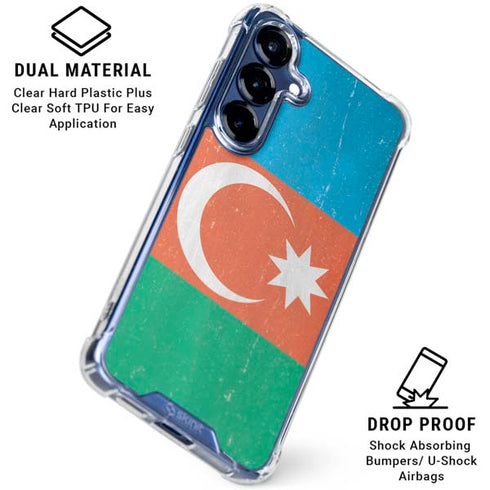 Azerbaijan Flag Distressed Galaxy S25 Plus Clear Case