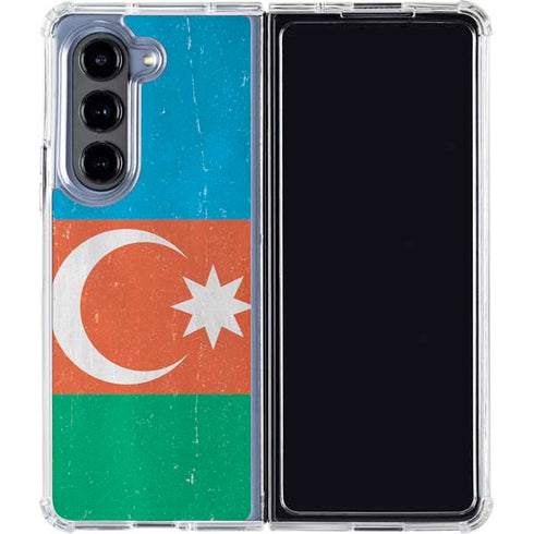 Azerbaijan Flag Distressed Galaxy Z Fold5 5G Clear Case
