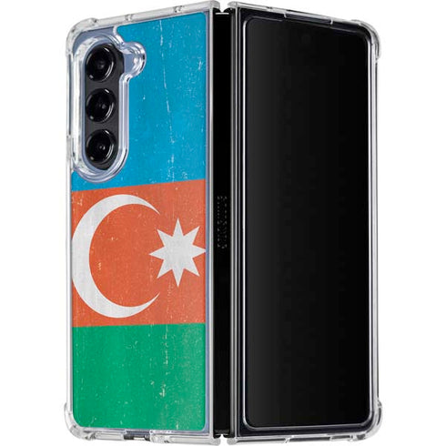 Azerbaijan Flag Distressed Galaxy Z Fold5 5G Clear Case